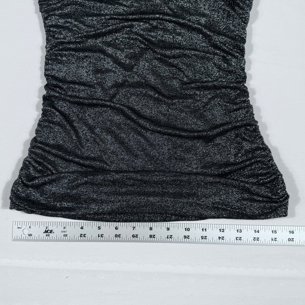 Express Metallic Silver Charcoal Cowl Ruched Sleeveless Club Whimsigoth Med Top - Picture 13 of 13